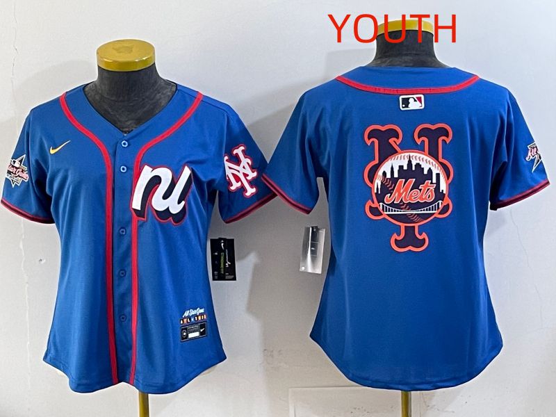 Youth 2025 New York Mets Blank Blue All star Nike MLB Jersey style 04->youth mlb jersey->Youth Jersey